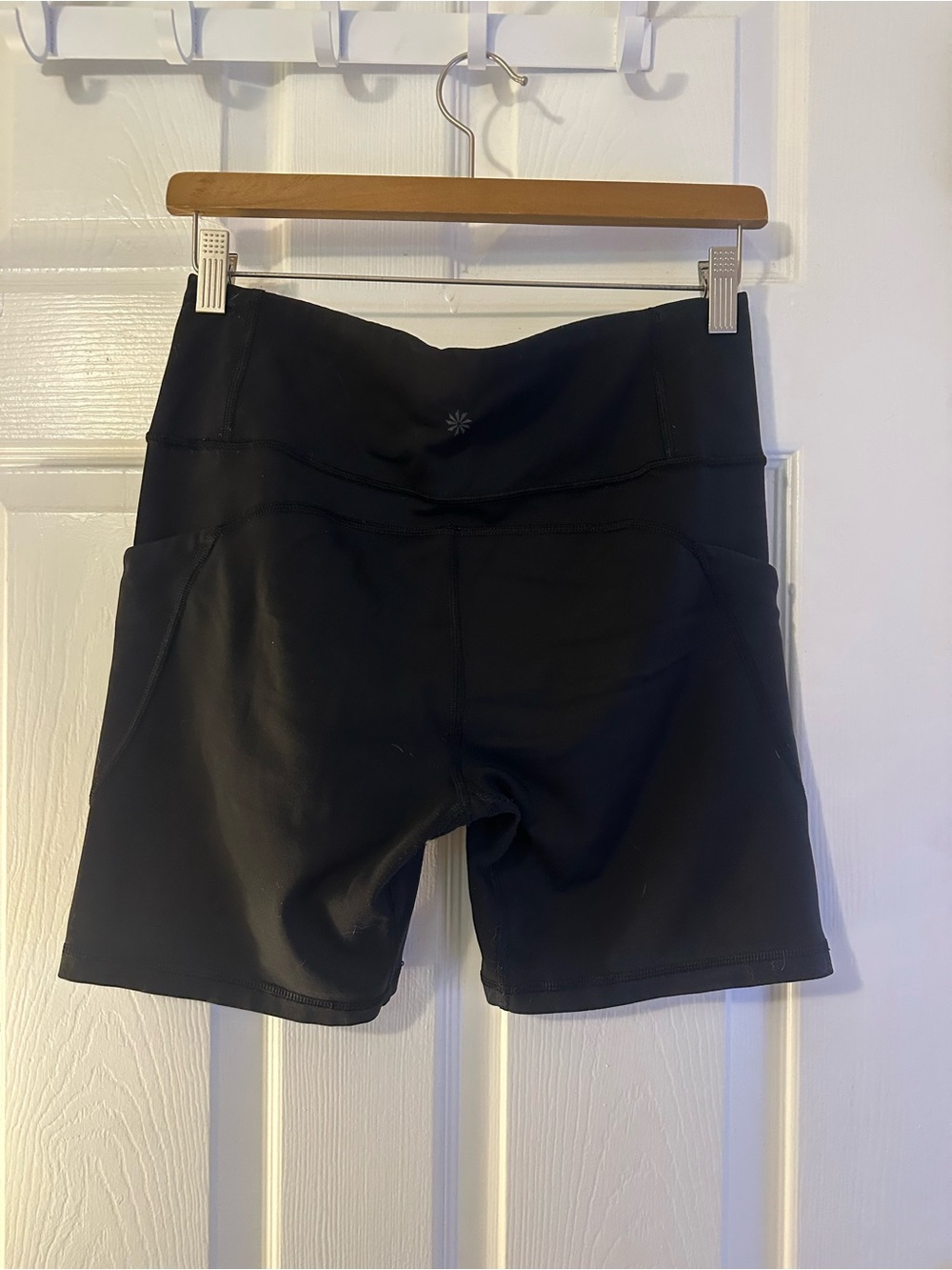 Athleta Black High-Rise Bike Shorts with Side Phone Pockets Medium - Picture 3 of 4